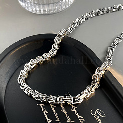 男性用ステンレススチール製ビザンチンチェーンネックレス＆ブレスレットセット  ステンレス鋼色  700mm&nbsp;WGE5587-03