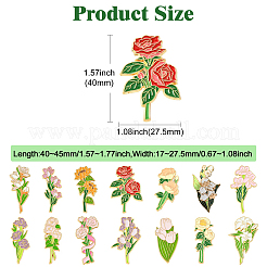14個 14スタイルの花のエナメルピン  バックパック用合金ラペルピンバック  ミックスカラー  40~45x17~27.5mm  1個/スタイル&nbsp;JEWB-CJ0001-75