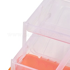 長方形のポータブルppプラスチック収納ボックス  3段折りトレイ付き  ツールオーガナイザーはフリップコンテナを処理しました  ダークオレンジ  15.5x28x12.5cm&nbsp;CON-D007-01B