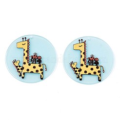 半透明の酢酸セルロース（樹脂）ペンダント  3dプリント  キリンとフラットラウンド  ミックスカラー  39x2.5mm  穴：1.5mm&nbsp;KY-T040-22