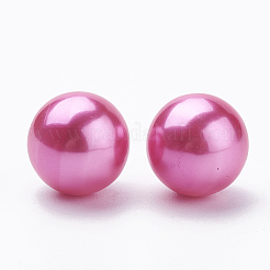 環境に優しいプラスチック模造真珠ビーズ  高い光沢  グレードA  穴がないビーズ  ラウンド  フクシア  8mm&nbsp;MACR-S277-8mm-C06