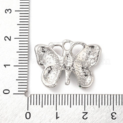 合金エナメルチャーム  ガラスラインストーン付き  バタフライチャーム  プラチナ  17x24x5.5mm  穴：2mm&nbsp;FIND-C048-02P