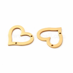 201ステンレススチールコネクタチャーム  ハートフレームリンク  ゴールドカラー  15x16.5x1mm  穴：1mm&nbsp;STAS-K251-098G