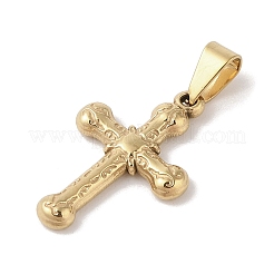 PVD真空メッキ304ステンレスペンダント  クロスチャーム  宗教  ゴールドカラー  27x17.5x3mm  穴：6x3.5mm&nbsp;STAS-M068-06G