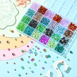 1776個 3スタイル スプレー塗装クラックルガラスビーズセット  ミックスカラー  4~8mm  穴：1.1~1.6mm&nbsp;CCG-YW0001-18