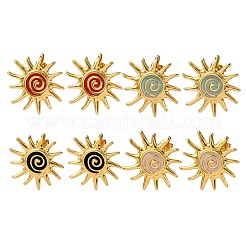 304ステンレススチールスタッドピアス  太陽  エナメル  ゴールドカラー  28x30mm&nbsp;EJEW-D334-01G