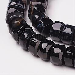 天然石黒瑪瑙ビーズ連売り  多面カット  ロンデル  染め＆加熱  ブラック  15.5x15x9mm  穴：1.5mm  42個/連  15.6インチ（39.5cm）&nbsp;G-D169-03A