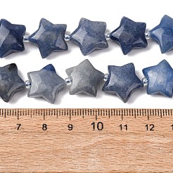天然ブルーアベンチュリン（染色・加熱）ビーズ連売り  スター  シードビーズで  15~15.5x16~16.5x6.5~7mm  穴：1.4mm  約25個/連  15.75''~16.14''（40~41センチメートル）&nbsp;G-K359-E02