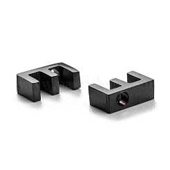 304ステンレススチールチャームイオンプレーティング（IP）  アルファベット  電気泳動黒  文字.e  8x4.5x3mm  穴：1.8mm&nbsp;STAS-K216-41E-EB
