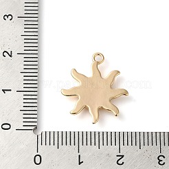 真鍮製ガラスペンダント  18KGP本金メッキ  太陽  ミディアムアクアマリン  19x17x3mm  穴：1.5mm&nbsp;KK-G503-40G-01