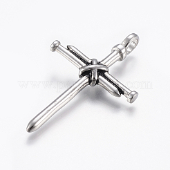 304ステンレススチール製ビッグペンダント  クロス  ミックスカラー  56x34x8mm  穴：6mm&nbsp;STAS-F157-07