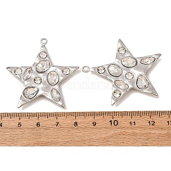 304ステンレススチールラインストーンペンダント  スターのチャーム  ステンレス鋼色  43x41x5mm  穴：2.5mm&nbsp;RB-CBA6799-01P