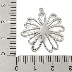 304ステンレスペンダント  ラインストーン付き  中空の花のチャーム  ステンレス鋼色  ローズ  28x26x4mm  穴：1.4mm&nbsp;STAS-L022-436P-02
