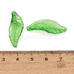 透明なアクリルパーツ  葉のチャーム  グリーン  29x10x3mm  穴：1.4mm  約1612個/500g&nbsp;AC-CBA5040-01B