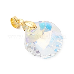 真鍮製ガラスチャーム  シェルシェイプチャーム  ゴールドカラー  多面カット  クリアAB  22x16x7mm  穴：4x3.5mm&nbsp;PALLOY-JF05023