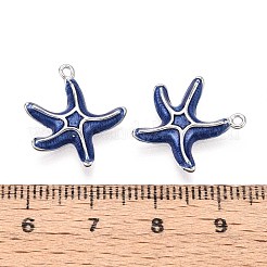 真鍮製エナメルペンダント  ヒトデチャーム  プラチナメッキ  18.5x16.5x3.5mm  穴：1.2mm&nbsp;KK-T071-31P
