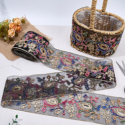 5ヤードのポリエステルリボン  スパンコール入り  花  カラフル  4-3/8インチ（110mm）&nbsp;OCOR-CY0002-41