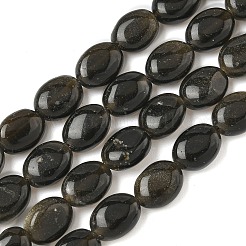 天然石ゴールデンシーンオブシディアンビーズ連売り  フラットオーバル  8x6x3mm  穴：0.9mm  約49~50個/連  15.16''~15.55''（38.5~39.5センチメートル）&nbsp;G-Z006-A40