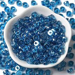 透明色光沢ガラスシードビーズ  コラム  ドジャーブルー  6x3mm  穴：1.4mm  約2027個/ポンド&nbsp;SEED-E001-T3x6mm-A01