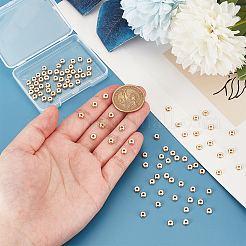 304ステンレススチールスペーサービーズ100個  ロンデル  18KGP本金メッキ  5x2mm  穴：1.5mm&nbsp;STAS-UN0058-39