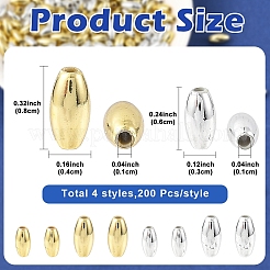 800個4スタイルのメッキ環境に優しいプラスチックビーズ  オーバル  ミックスカラー  6~8x3~4mm  穴：1mm  200個/スタイル&nbsp;KY-YW0002-34