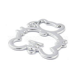 合金ペンダント  虎  DIYジュエリーキーホルダーアクセサリー用  プラチナ  27.8x27x1.3mm  穴：1.7mm&nbsp;PALLOY-F279-01P