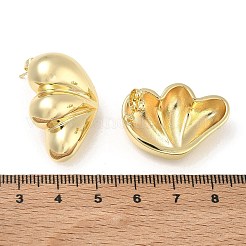 女性のための真鍮のスタッドピアス  ファン  ゴールドカラー  29x19.5mm&nbsp;KK-CBAD851-38G