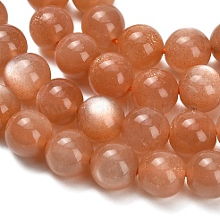 天然ピーチムーンストーンビーズ連売り  ラウンド  グレードAA  8mm  穴：0.8mm  約52個/連  15.94''（40.5センチメートル）&nbsp;G-L634-B06-8mm