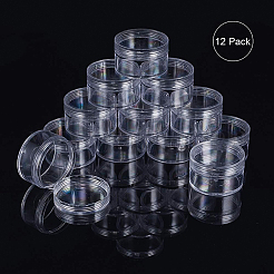 プラスチックビーズ収納ケース  シードビーズ容器  コラム  透明  5.6x3.4cm  容量：50ミリリットル  12個/箱&nbsp;CON-BC0004-22A-56x34