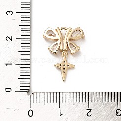 真鍮製マイクロパヴェキュービックジルコニアペンダント  スター  20x14.5x3mm  穴：2x1.8mm&nbsp;KK-P301-03C-G
