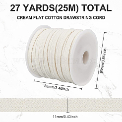 25mの二重層フラットコットンコード  中空綿ロープ  衣類用アクセサリー  桃パフ  11x1.2mm  25 m /ロール&nbsp;OCOR-BC0001-74C