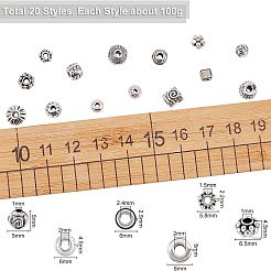 チベット風合金スペーサービーズ  混合図形  ミックスカラー  約100g /セット  180~200個/ 100g&nbsp;PALLOY-NB0001-88