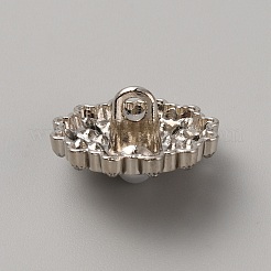 亜鉛合金ラインストーンシャンクボタン  プラスチック模造真珠付き  1穴  花  プラチナ  17.5x17.5x10mm  穴：2mm&nbsp;FIND-WH0420-21A-P