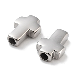 変色しない304ステンレススチールビーズ  クロス  ステンレス鋼色  14.5x9.5x4.5mm  穴：2.5mm&nbsp;STAS-M057-08P
