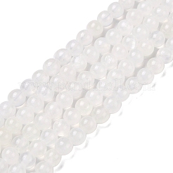 天然石グリーンジェイドビーズ連売り  染め  ラウンド  ホワイトスモーク  6mm  穴：1mm  約66個/連  15.94''（40.5センチメートル）&nbsp;G-Q162-A01-A01-05