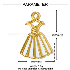 304ステンレススチールエナメルペンダント  服のチャーム  イオンプレーティング（ip）  18KGP本金メッキ  20x13mm&nbsp;STAS-OY005-25G