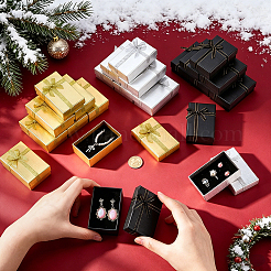 3色の紙製収納ギフトボックス120個  リボンちょう結びケース、中にスポンジが入っています  長方形  ミックスカラー  8.1~8.3x5.1~5.35x2.7~3cm  40個/カラー&nbsp;CBOX-PH0001-14