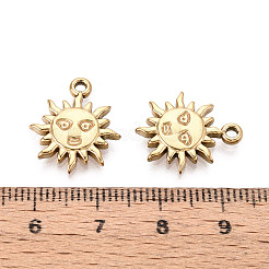 304ステンレスペンダント  イオンプレーティング（ip）  太陽のチャーム  18KGP本金メッキ  18x15x2.5mm  穴：1.6mm&nbsp;STAS-T067-73G