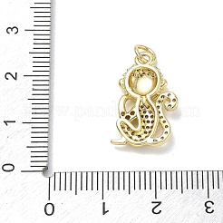 ラインストーン付き真鍮ペンダント  猿のチャーム  ゴールドカラー  クリスタル  20x13x3.5mm  穴：3mm&nbsp;RB-CBA6830-18G-02