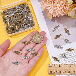 100pcs2スタイルチベットスタイルアロイペンダント  魚  アンティークシルバー＆アンティーク金色  20x8.5~9x3mm  穴：1.6mm  50個/カラー&nbsp;TIBEP-ME0001-13