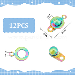 201ステンレススチールスナップ留め具12個  虹色  1.55x0.9x0.5cm  穴：1.5mm&nbsp;STAS-UN0053-71