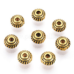 チベット風スペーサービーズ  アンティーク黄金  カドミウムフリーと鉛フリー＆ニッケルフリー  5x3mm  穴：1.2mm&nbsp;GLF0149Y-NF