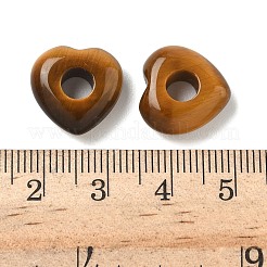 ナチュラルタイガーアイヨーロッパビーズ  ハートに大きな穴ビーズ  15x15~15.5x4.5~5mm  穴：6mm&nbsp;G-C252-01E