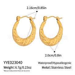 304ステンレススチール製、質感のあるオーバル型フープピアス（女性用）  18KGP本金メッキ  21.6x20mm&nbsp;NR0139