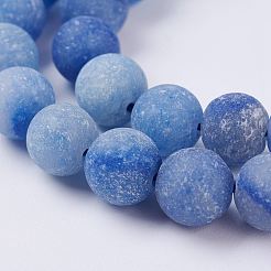 染色・加熱された天然ブルーアベンチュリンビーズ連売り  艶消し  ラウンド  8~9mm  穴：1mm  約46個/連  15.3インチ&nbsp;G-J376-31-8mm