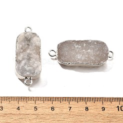 天然染色水晶リンクコネクタチャーム  真鍮パーツ  長方形  銀色のメッキ  ホワイト  29.5~41x14.5~15.5x6.5~9.5mm  穴：2.5mm&nbsp;G-K189-02S-02
