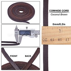 平らな牛革コード  ネックレス＆ブレスレット作りアクセサリー用  ココナッツブラウン  6x2mm&nbsp;NCOR-WH0002-01A