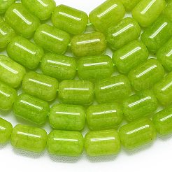 天然石マレーシアジェイドビーズ連売り  染め＆加熱  コラム  黄緑  11.5~12x7.5~8.5mm  穴：1~1.2mm  約31~32個/連  15.16''（38.5センチメートル）&nbsp;G-B165-E01-8x12mm