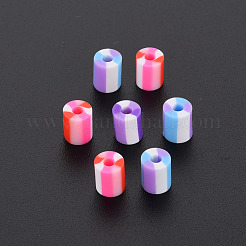 固定混合3スタイル手作りポリマークレイビーズ  コラム  ミックスカラー  5x3.5~7mm  穴：1.8mm&nbsp;CLAY-S096-012G