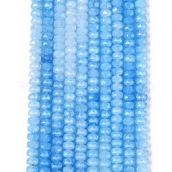 模造翡翠クラックルガラスビーズ連売り  ロンデル  多面カット  ディープスカイブルー  7.5~8x5~5.5mm  穴：1.4mm  約70~71個/連  14.57~14.76インチ（37~37.5cm）&nbsp;GLAA-N068-01A-A09